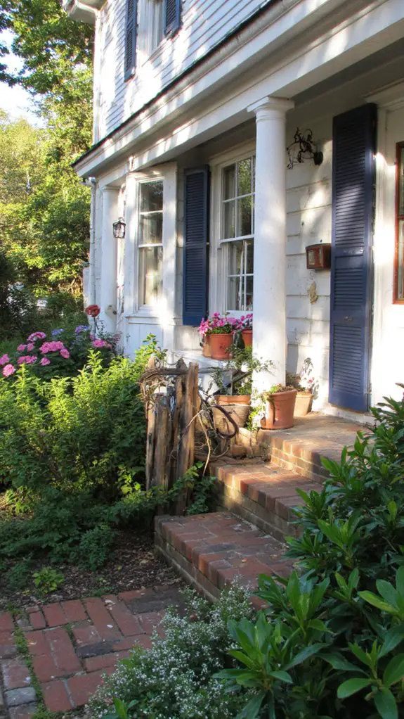 serene blue gray farmhouse exterior