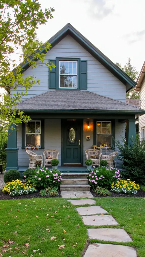 serene gray and green