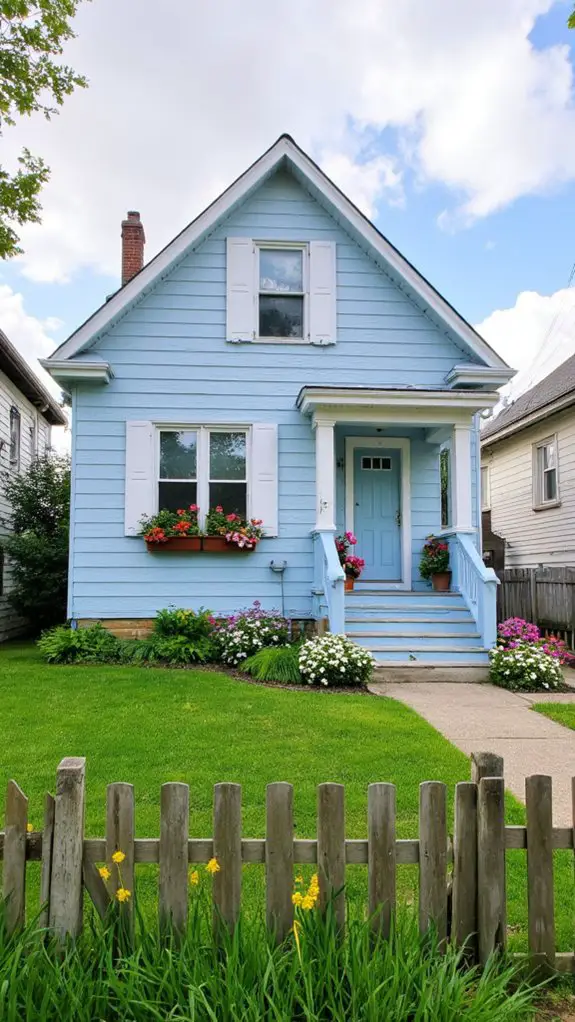 serene pastel blue bungalow