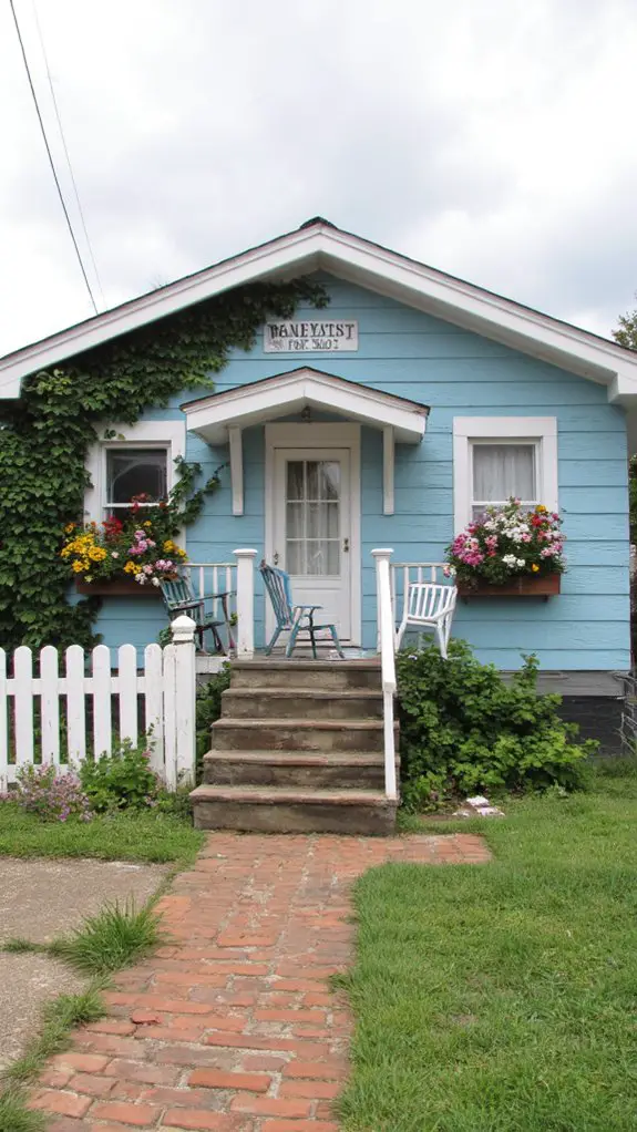 serene pastel blue exterior