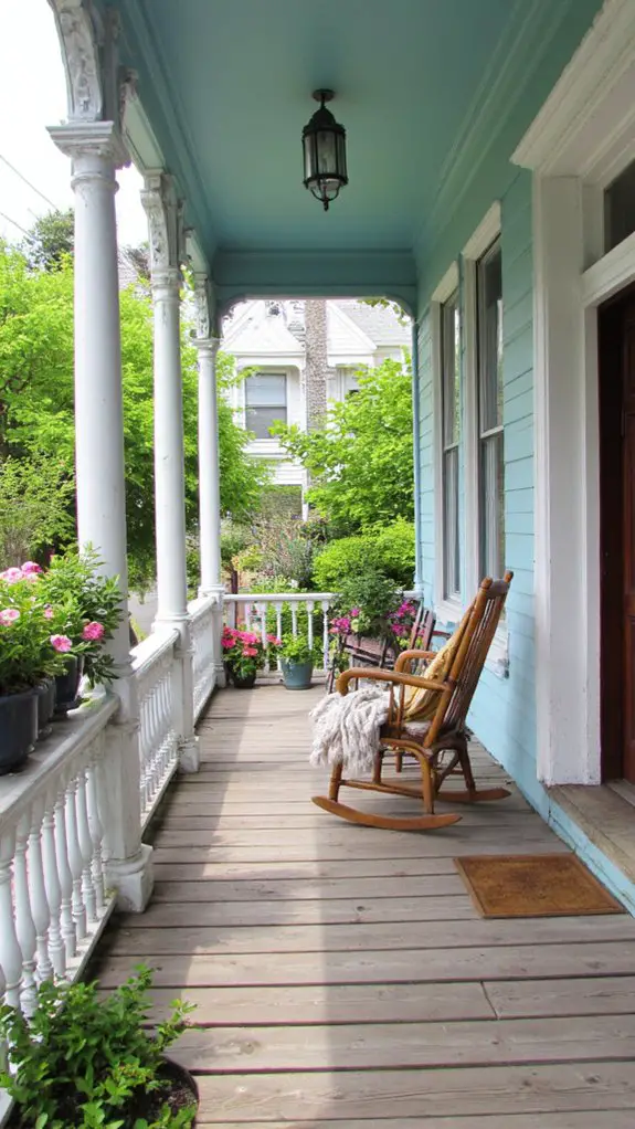 serene pastel blue porch