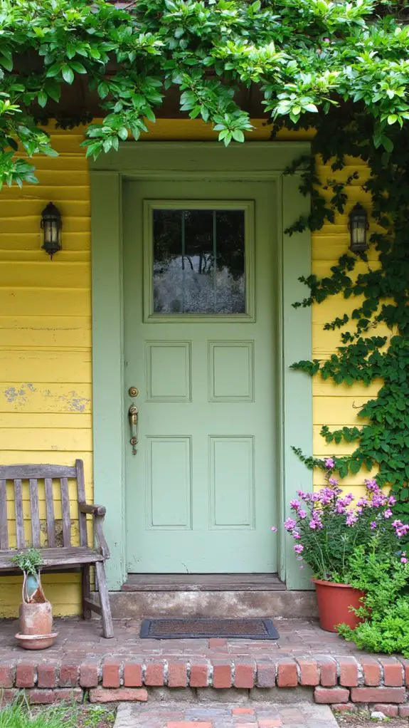 serene sage green entrance