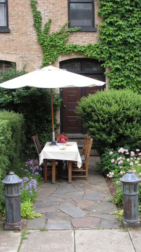 shaded outdoor dining area