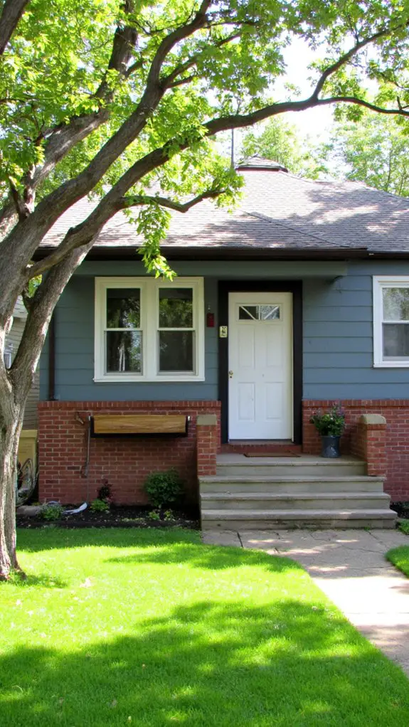 slate blue brick home