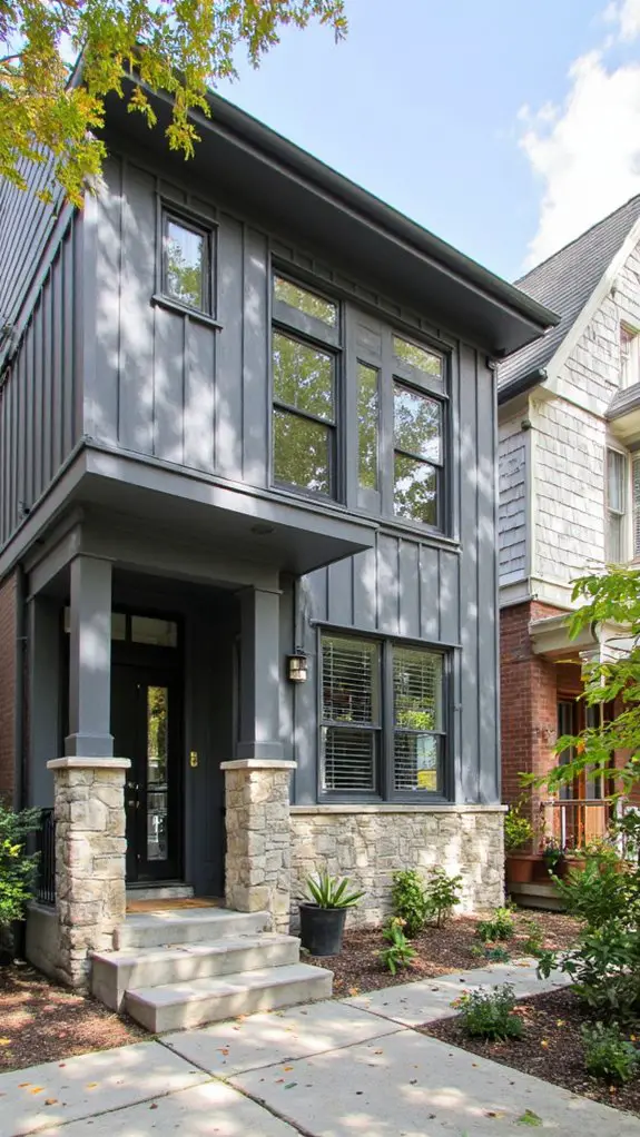 sleek gray townhouse design