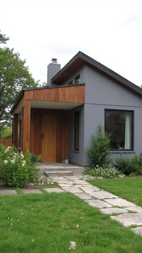sleek gray wood clad home