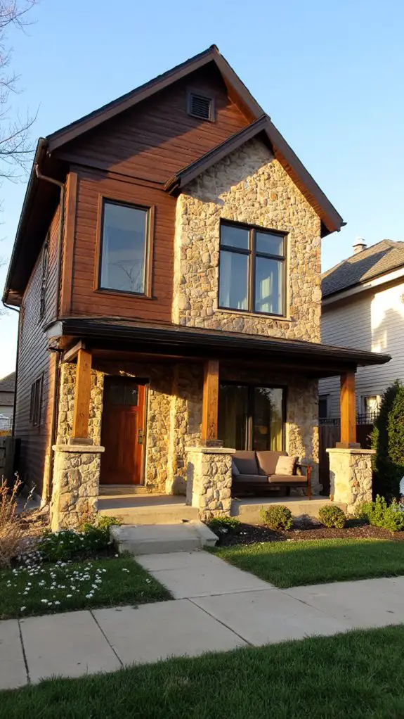 sophisticated warm stone facade