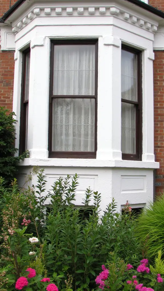 sophisticated white framed bay windows