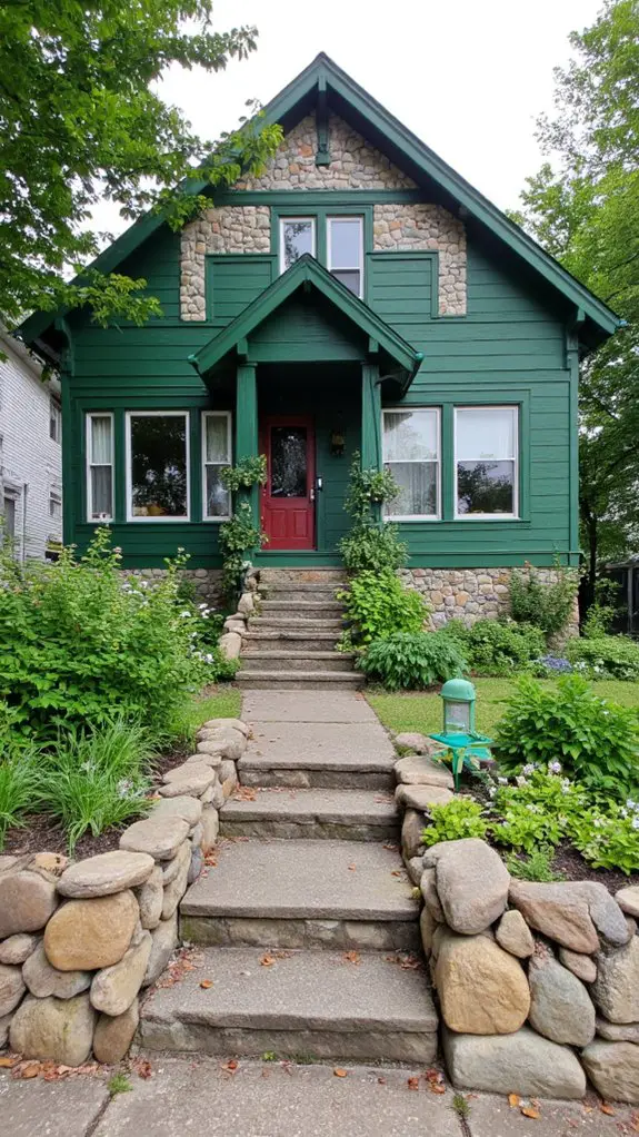 stone accents enhance facades