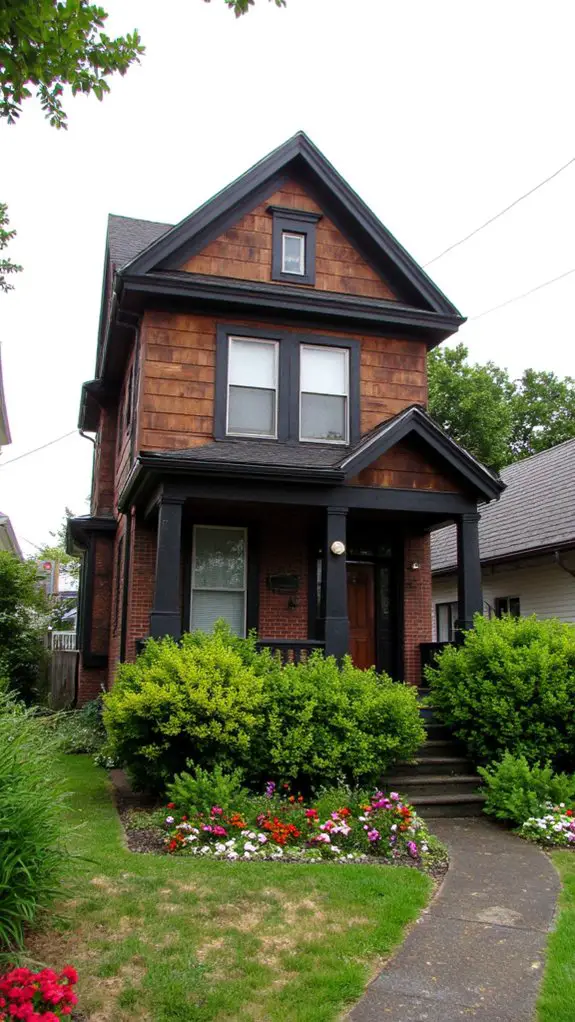 striking brown split level home
