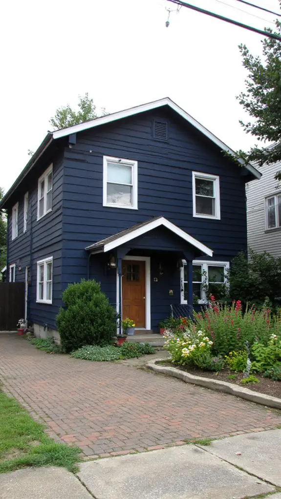 striking dark blue exterior