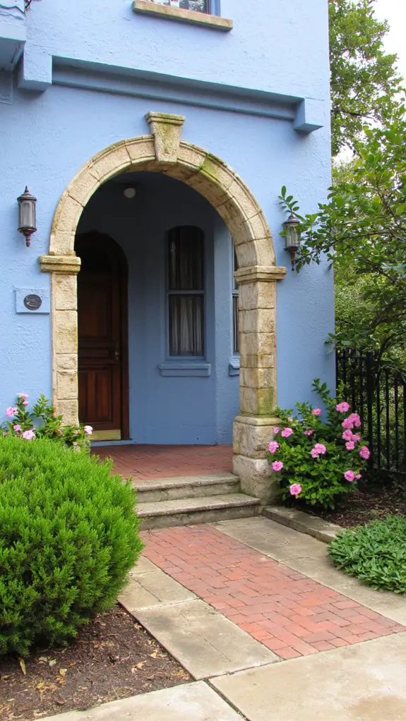 stunning blue house entrance