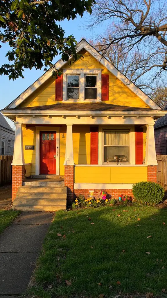 sunny yellow craftsman home