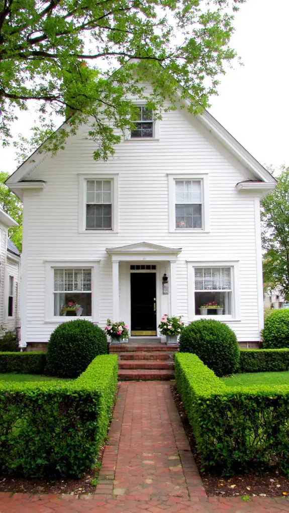 symmetrical boxwood hedge elegance