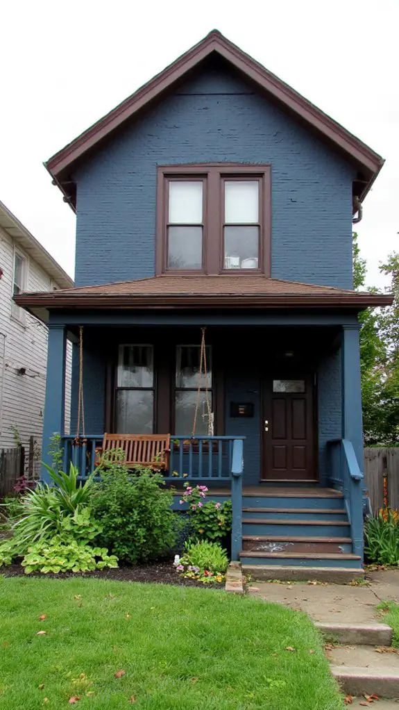 teal blue and dark brown