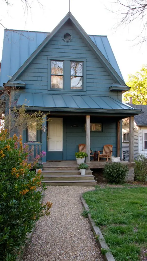 teal blue metal roof
