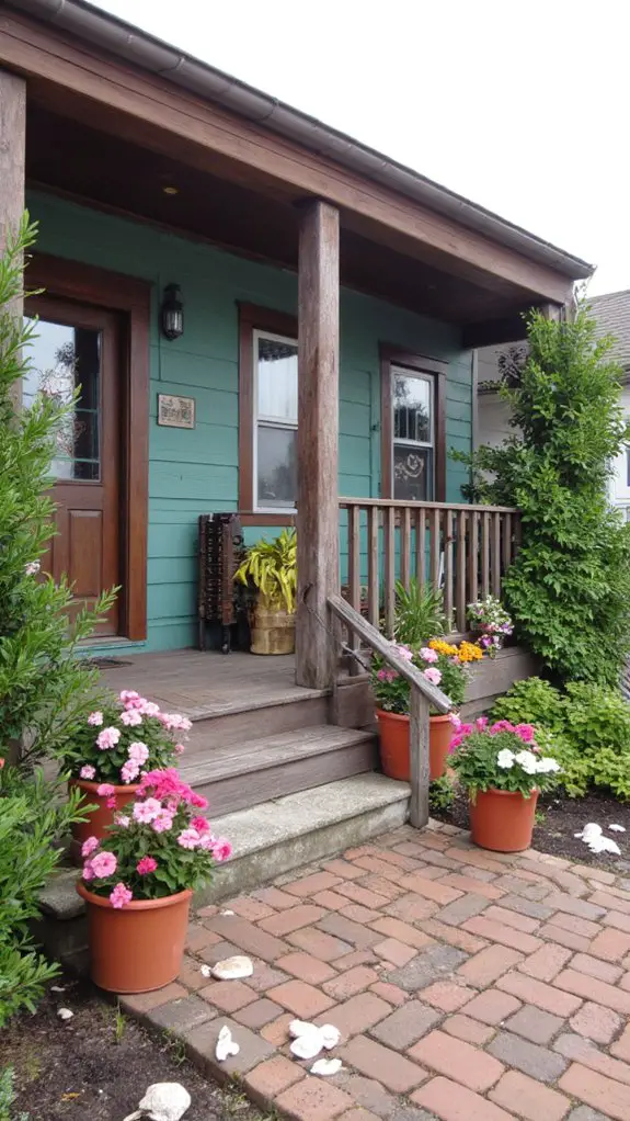teal cottage by the shore