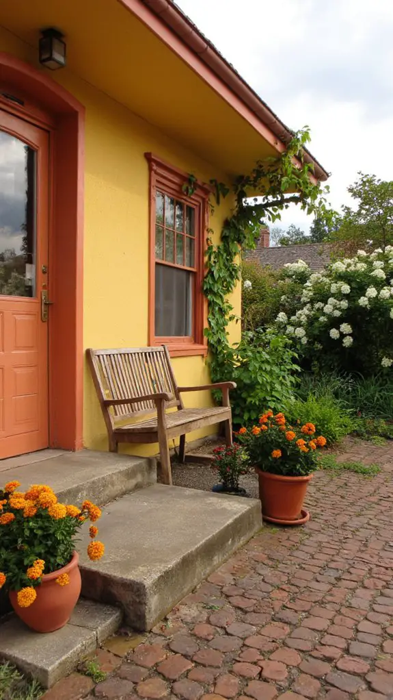 terracotta accents enhance yellow