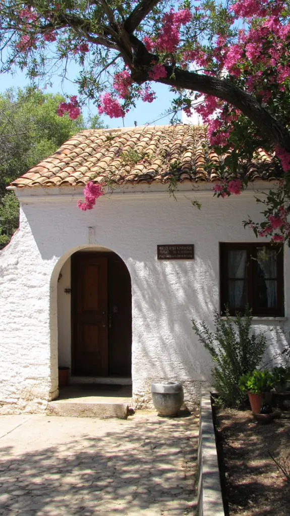 terracotta roof white brick