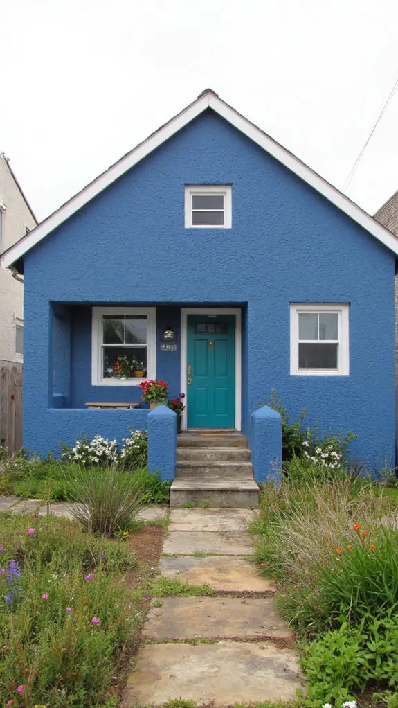 textured blue stucco finish