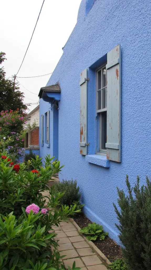 textured blue stucco finish