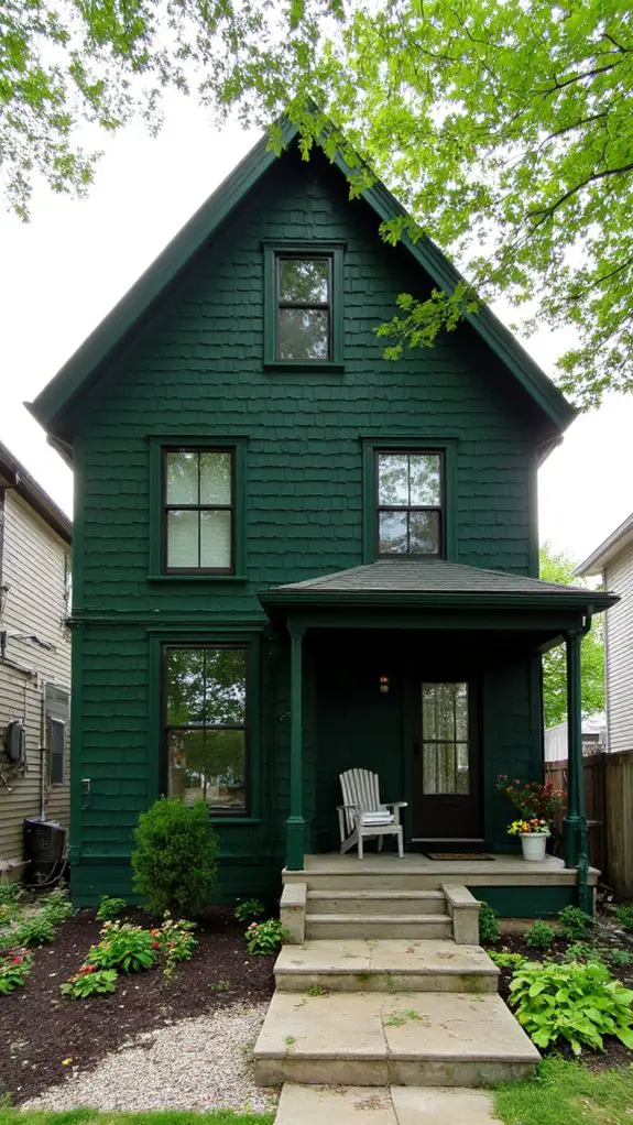 textured dark green exteriors