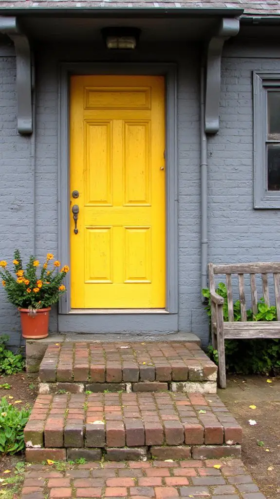 textured yellow door contrast