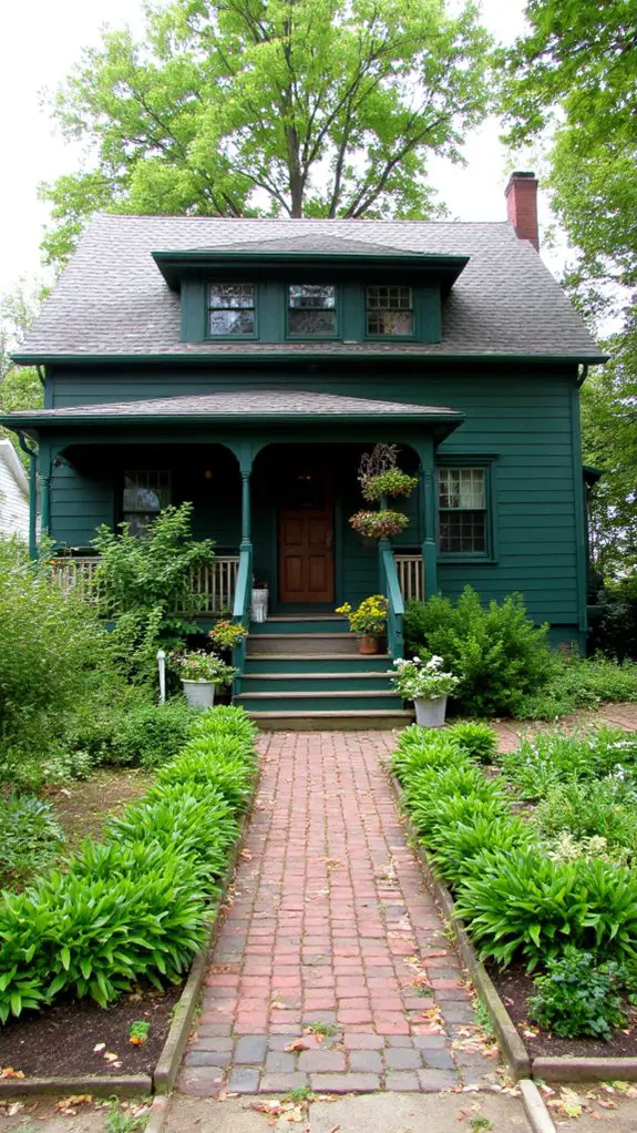 timeless colonial with green trim