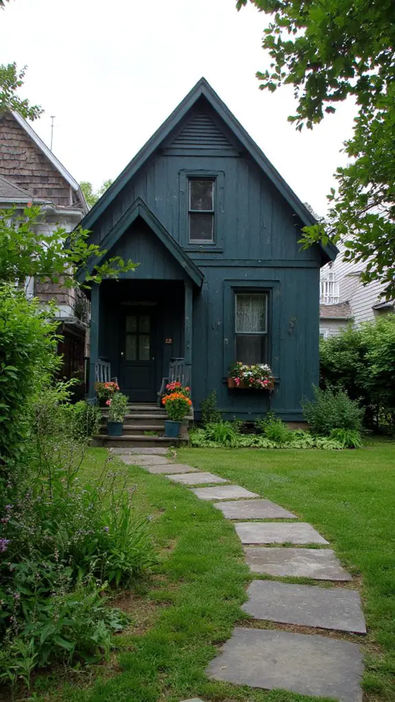 tranquil dark teal exterior