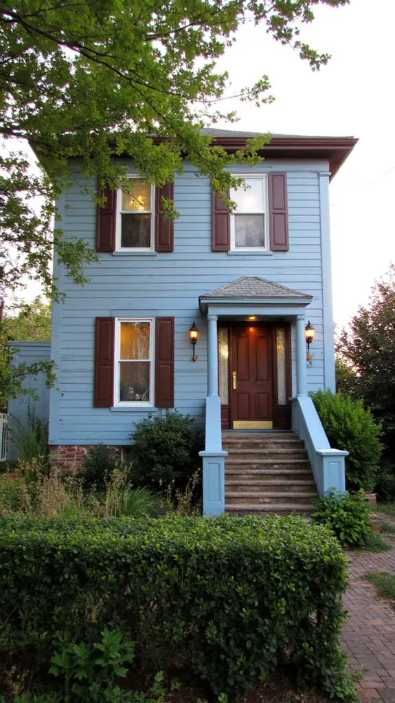 tranquil powder blue shutters