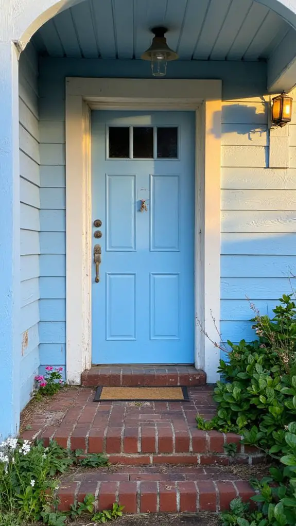 tranquil welcoming blue entrance
