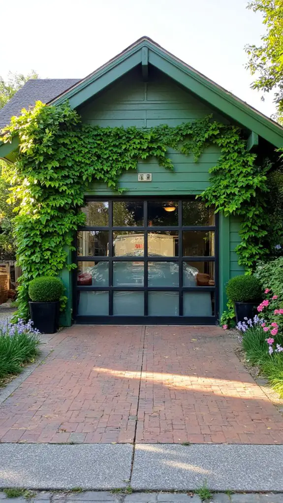 transparent light filled garage doors