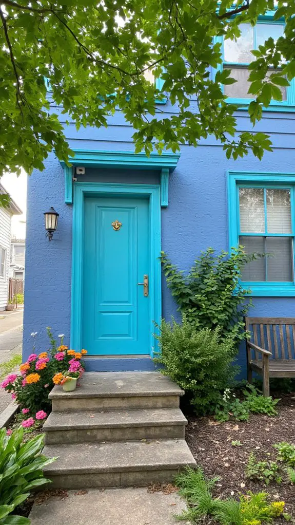 turquoise accents enhance exteriors