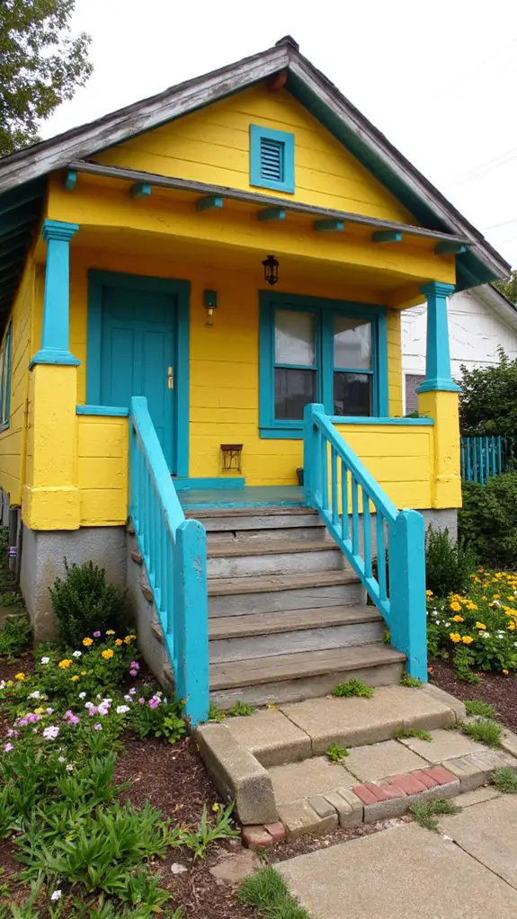 turquoise accents enhance yellow