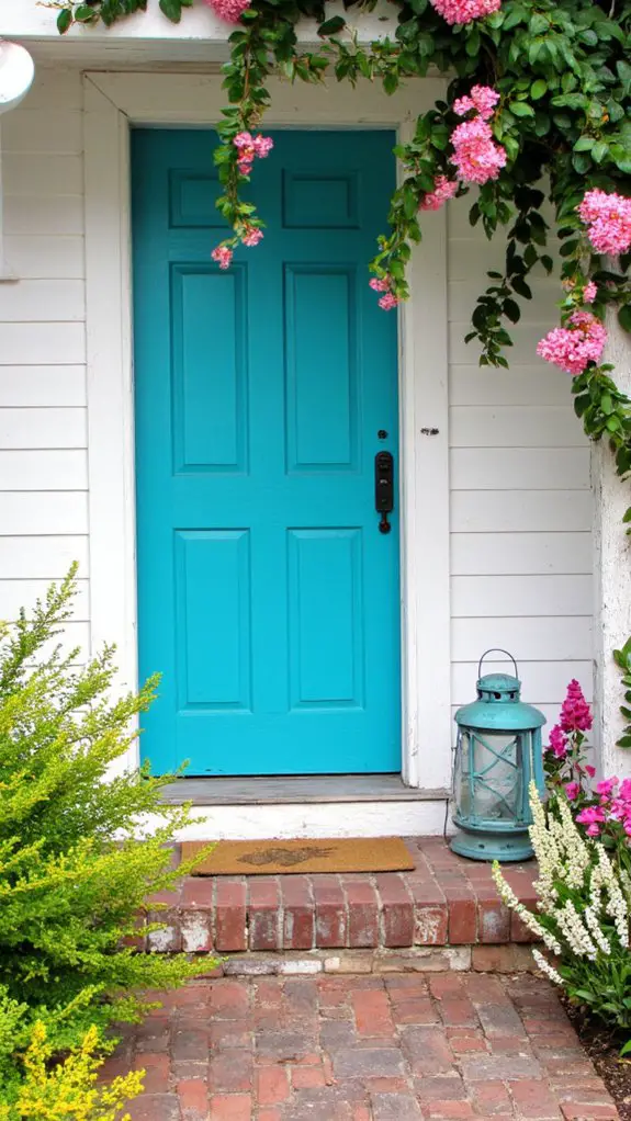 turquoise door coastal charm
