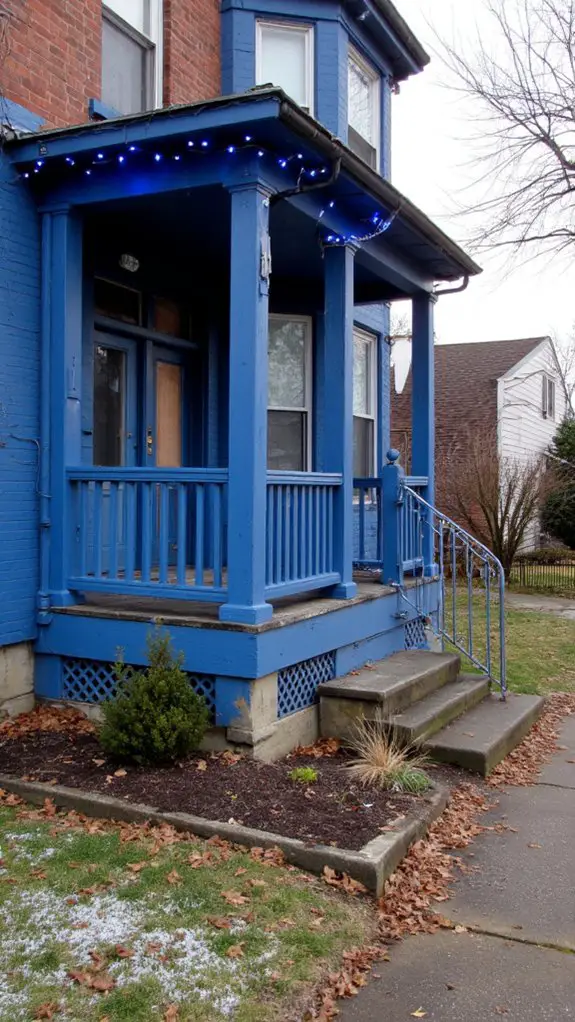 twinkling blue holiday lights