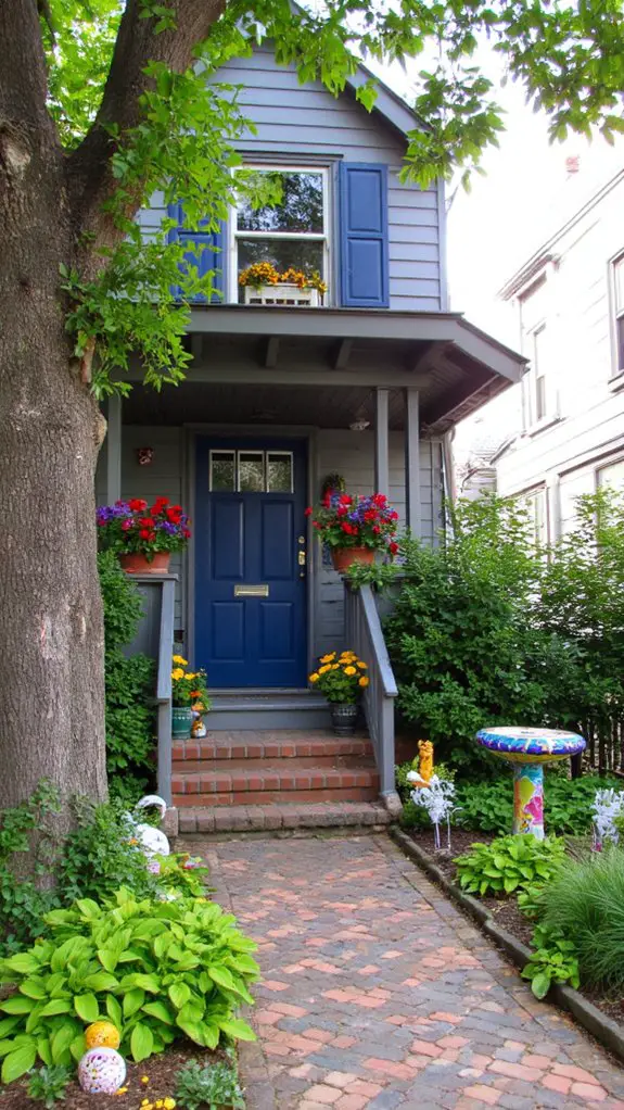 vibrant accents energize gray navy