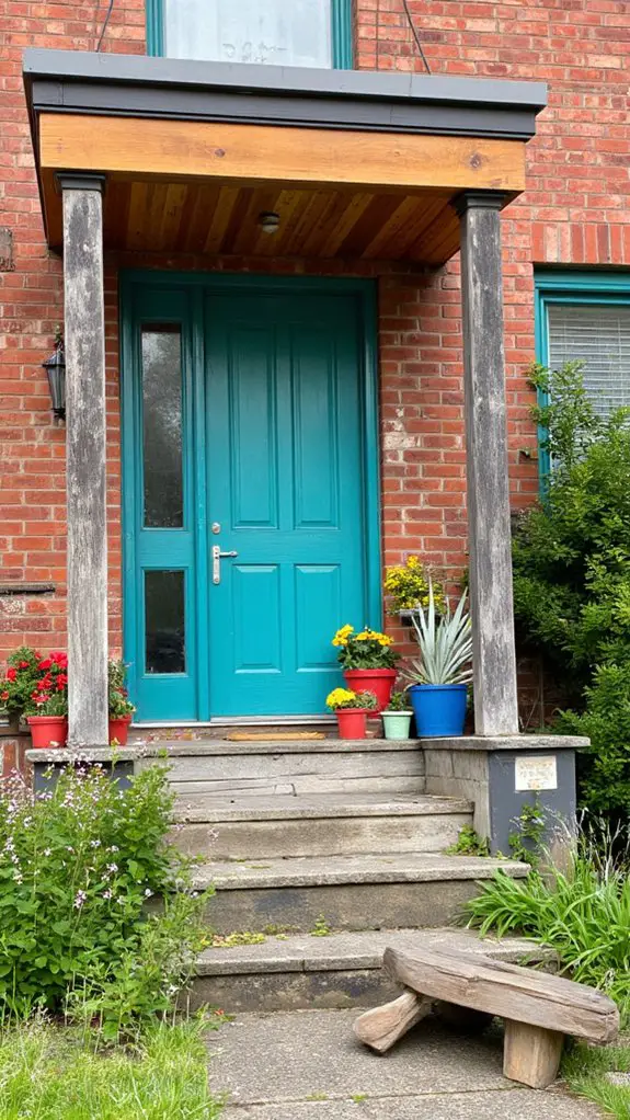 vibrant accents on brick