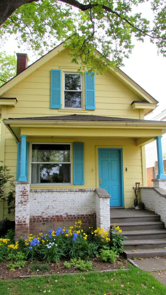 vibrant aqua and yellow