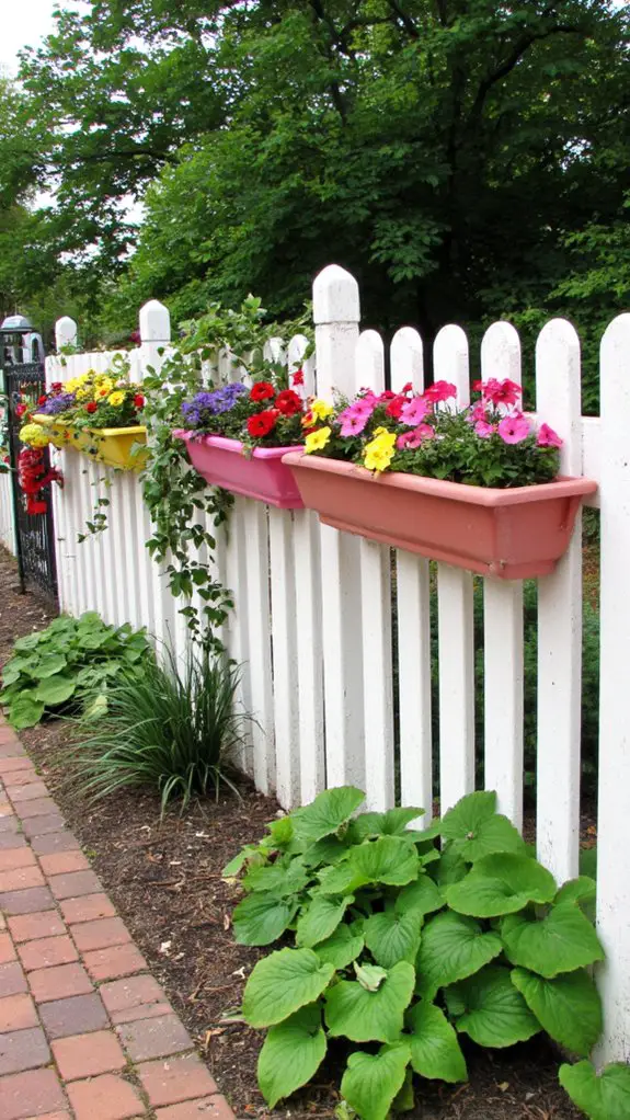 vibrant artistic fence planters