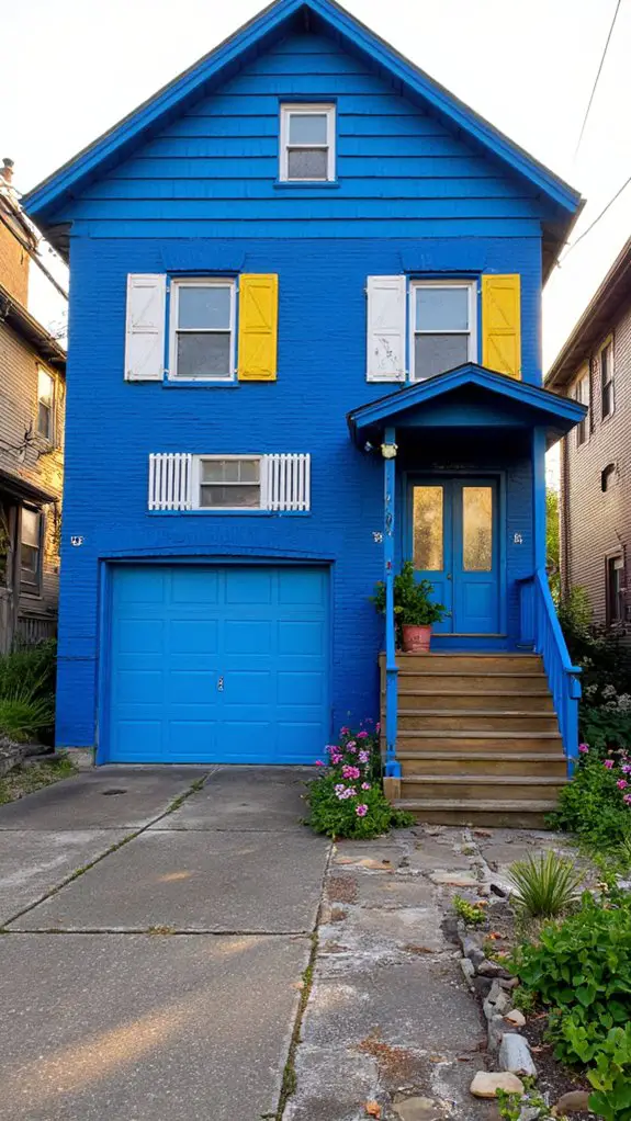 vibrant blue artistic shutters