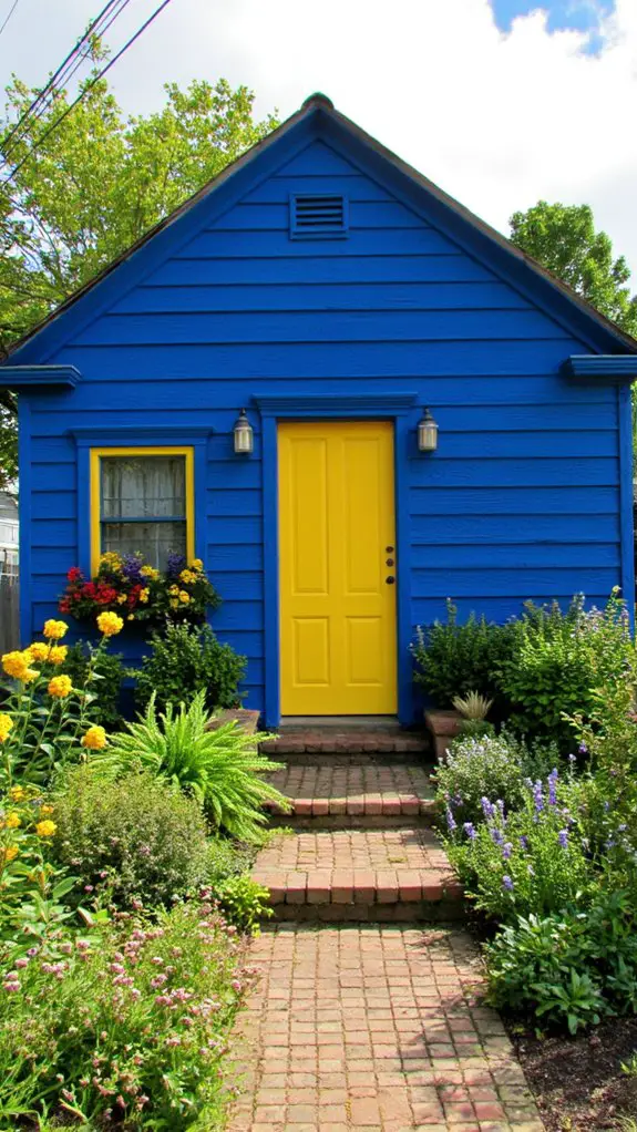 vibrant blue cheerful yellow