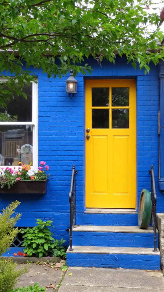 vibrant blue cheerful yellow