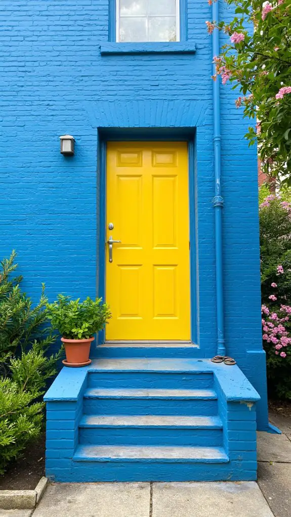 vibrant blue cheerful yellow
