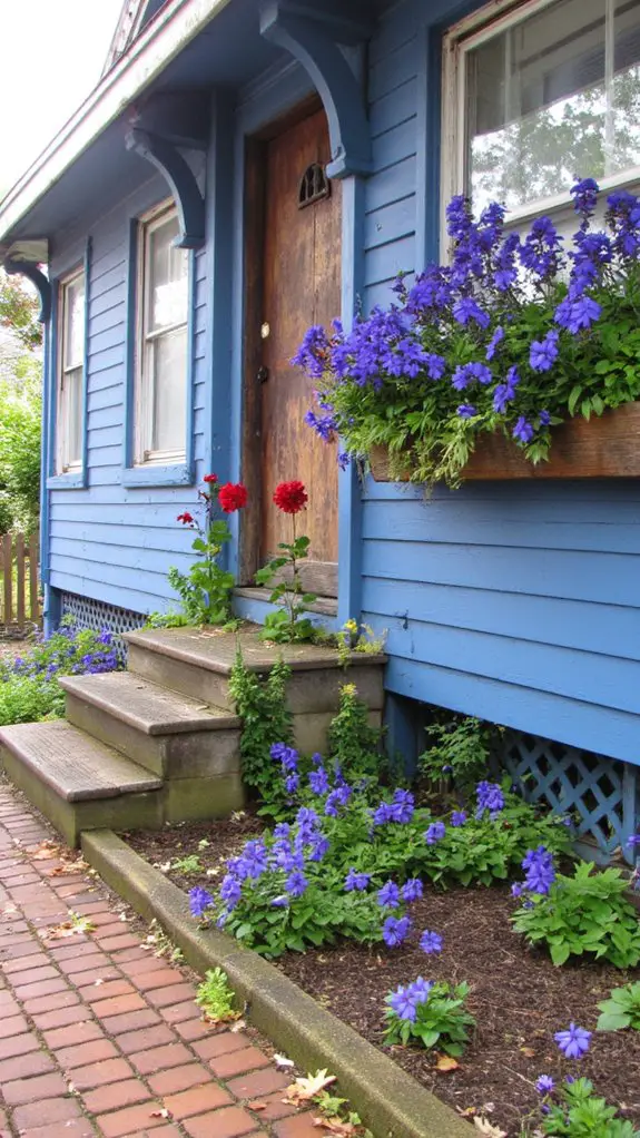 vibrant blue flowers attract butterflies