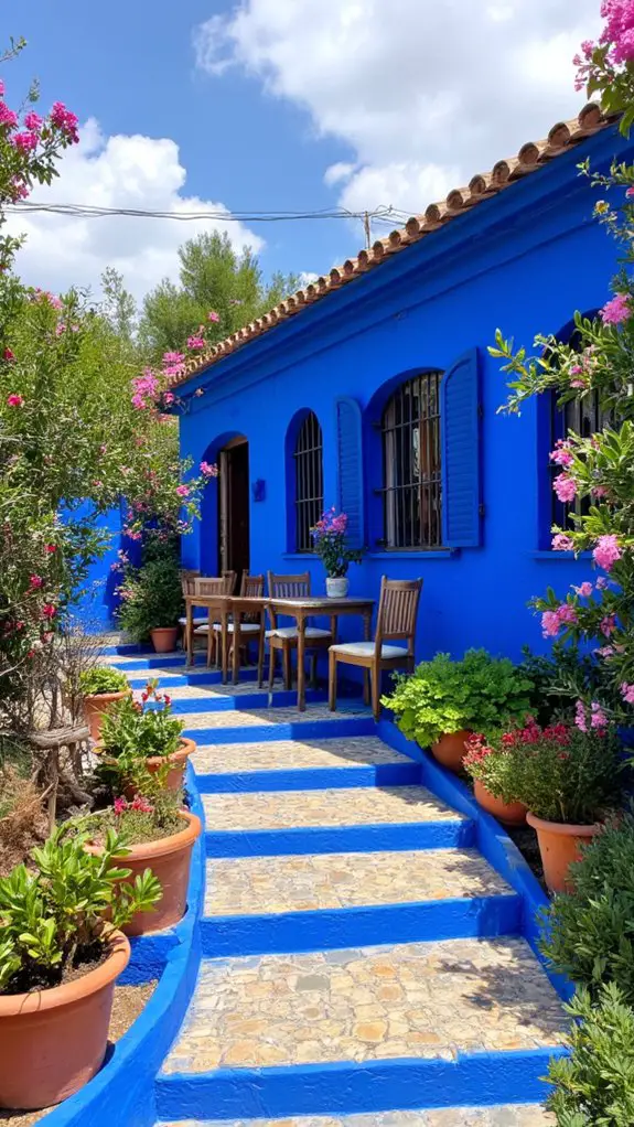 vibrant blue garden pathways