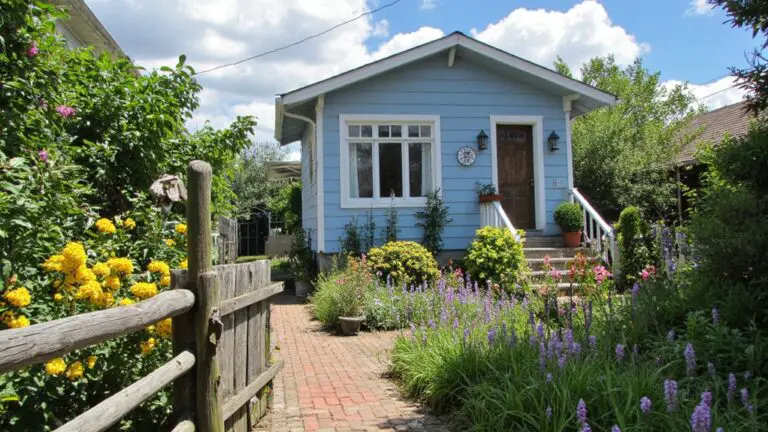 vibrant blue house gardens