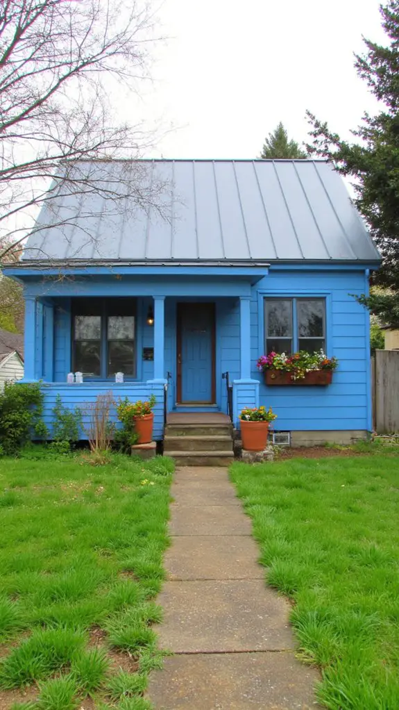 vibrant blue industrial home
