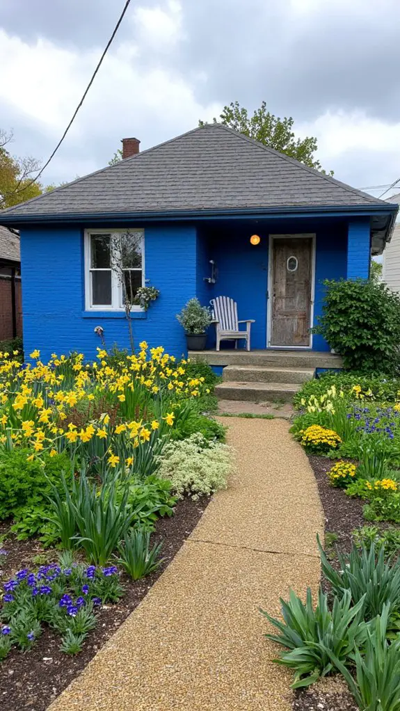 vibrant blue ranch home