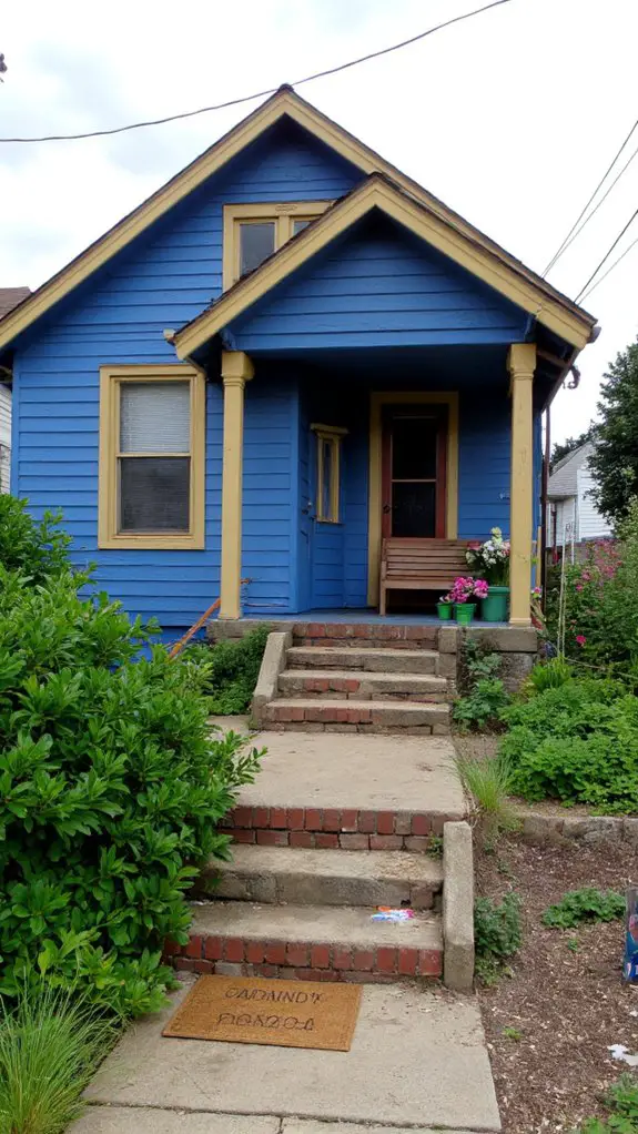 vibrant blue warm tan